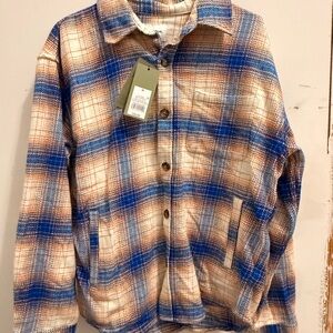 Goodfellow & Co Blue and Tan Plaid Shirt